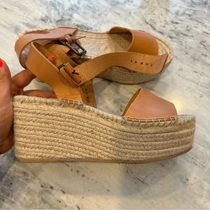 Soludos Minorca brown leather platform sandals